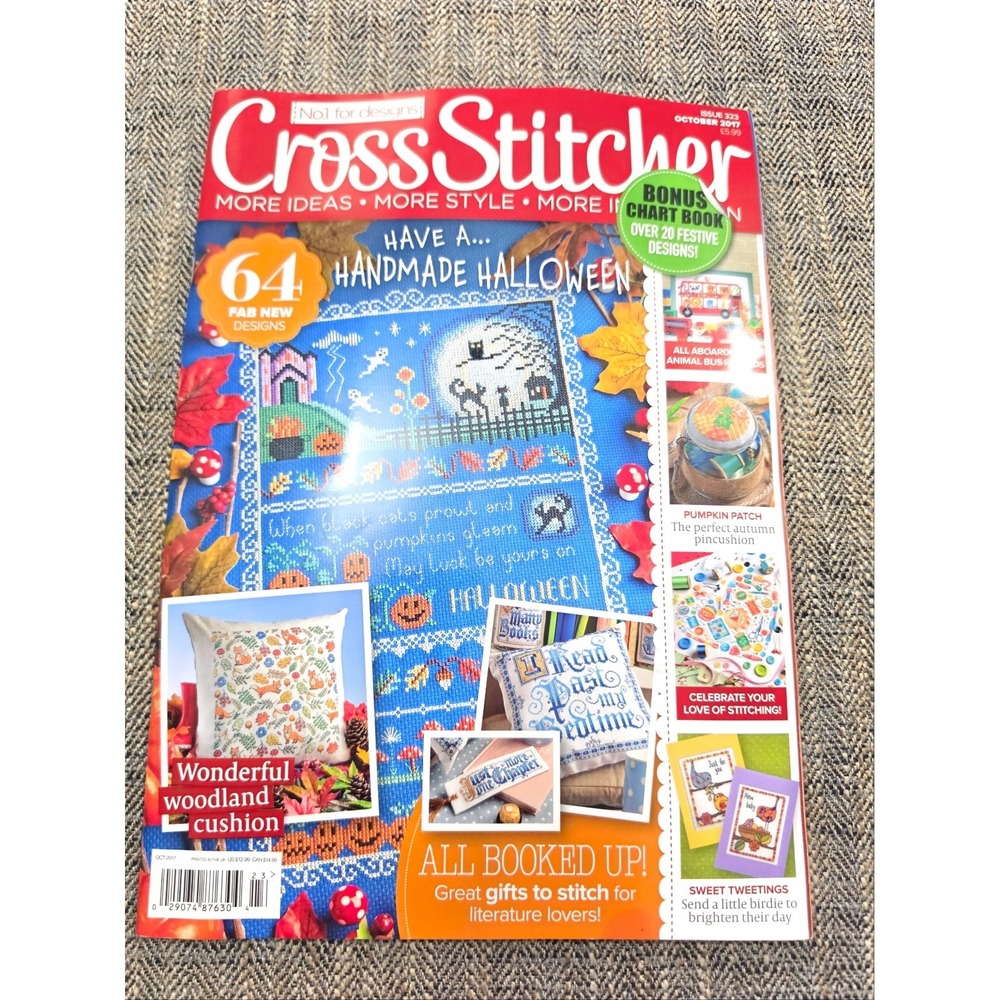 October 2017 issue of CrossStitcher magazine featuring‎ Halloween designs
